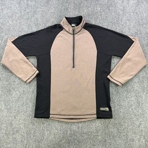 REI Co Op Jumper Sweatshirt Mens Large Tan Black 1/4 Zip Pullover Outdoor Hiking